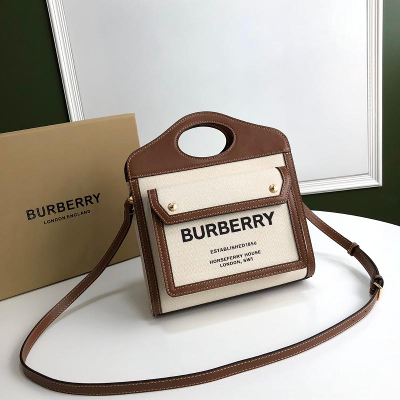 Burberry Handbags 80280581 Canvas Letter White Brown